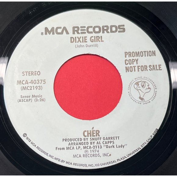 Cher Rescue Me / Dixie Girl 45 Pop WLP Promo Stereo 1974 MCA 40375 - Picture 2 of 4